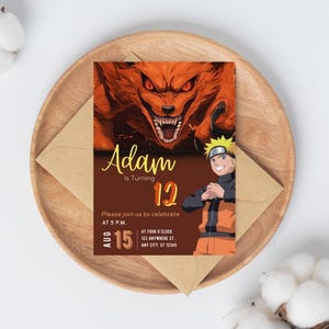 Faire-part d'anniversaire Naruto | Invitation modifiable à une fête Ninja | Modèle d'anniversaire d'enfants anime | Téléchargement numérique instantané