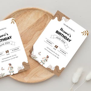 Convite de Aniversário Estético | Convite para Festa Moderno e Elegante | Modelo Digital Editável | Cartão de Aniversário para Imprimir | Download Instantâneo
