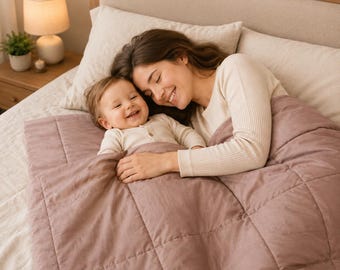 Eenvoudig linnen quilt. Lichtgewicht linnen deken. ЕCo-vriendelijk babycadeau