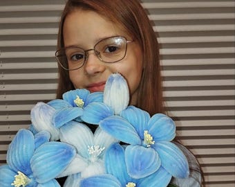 Pijpenrager bloemen. rtificiële lelies. 3D-bloemendecor. Bloemencadeau geboorte
