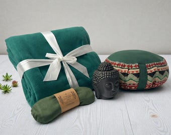 Meditatieset: vloerkussen, oogkussen, yogadeken, geurlamp. АJubileumcadeau