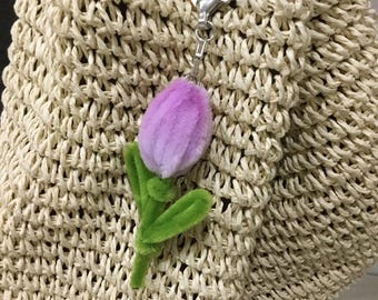 Bedelset bloementas. Pijpenrager bloemen. Zachte accessoires voor tassen. Leuke sleutelhangers