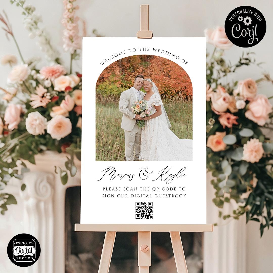 Printed 24x36 Arched Photo QR Code Wedding Welcome Sign - You Edit, We ...