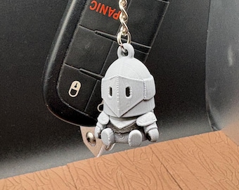 Chibi Knight Keychain - Mighty Mini Medieval Armor Charm | 3D Printed Fantasy Keychain | Custom Color Knight Gift | Gothic RPG Accessory