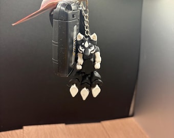 Baby Kitsune Keychain – Articulated Fox Spirit Keychain, Kawaii Cryptid Charm, 3D Printed Japanese Fox Accessory