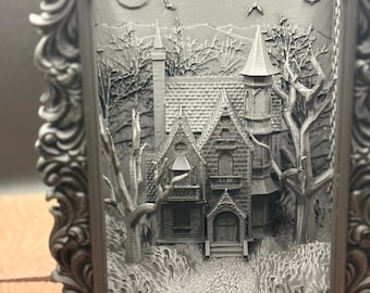 Haunted Mansion Book Nook – 3D Printed Gothic Bookshelf Insert, Spooky Decor, Halloween Miniature Diorama