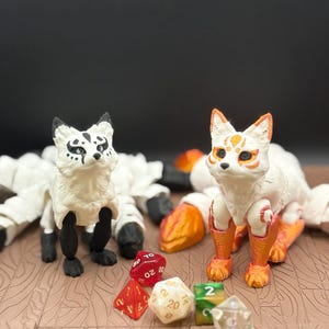 Articulated Kitsune Fox Spirit – 5 Tail or 9 Tail Poseable Fantasy Figure / Custom TTRPG Companion or Gift
