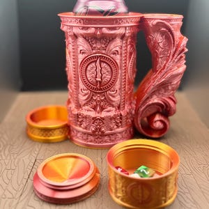 Rogue Dice Tankard Mug - Fantasy Dice Tower , Dice Vault, Coozie , D&D DM Gift Set , Tabletop functional piece