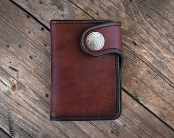 THE GALWAY: Vertical Snap Wallet - Buffalo Nickel Concho