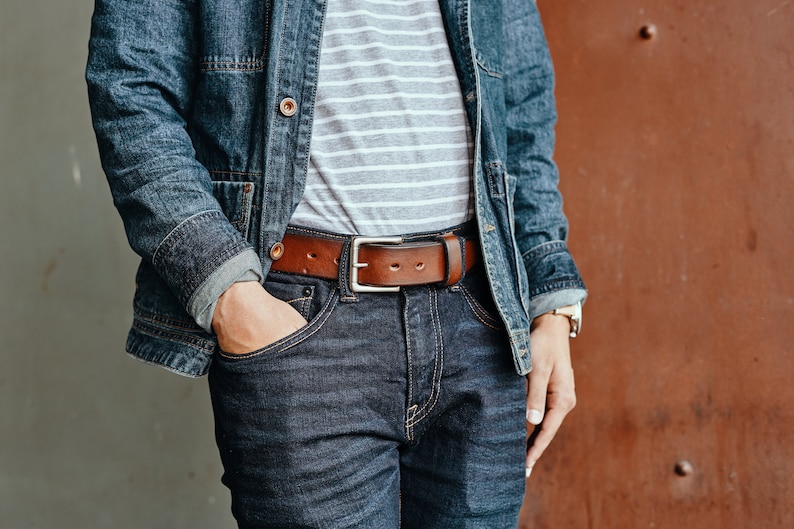 Men's Leather Belt, Rustic Leather Belt, Antiqued Brown, 1.5 wide with solid brass roller buckle image 1