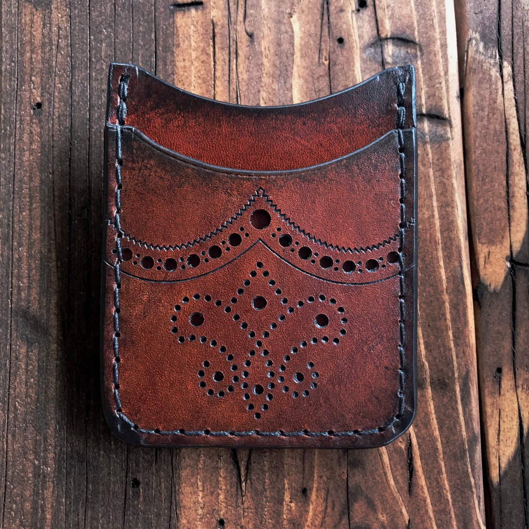 The Rover Ii Wallet The Brogued Rover II: Minimalist Credit Card Wallet With Money Clip - Etsy