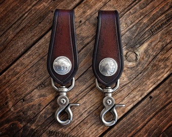 Buffalo Nickel Leather Key Fob, Wickett & Craig English Bridle