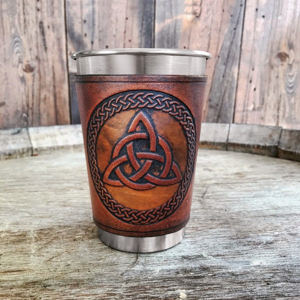 Leather Wrapped Pint - TRINITY KNOT