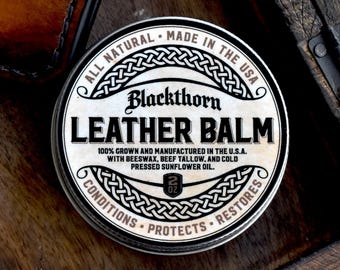 Beeswax Leather Balm, USA Made, Full Grain Leather Conditioner