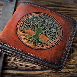 The Standard Leather Bi-Fold Wallet w/ Personalization Monogram or Celtic Stamp