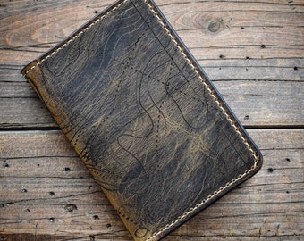 Topographic Map Leather Field Notes Cover, Passport travel wallet.
