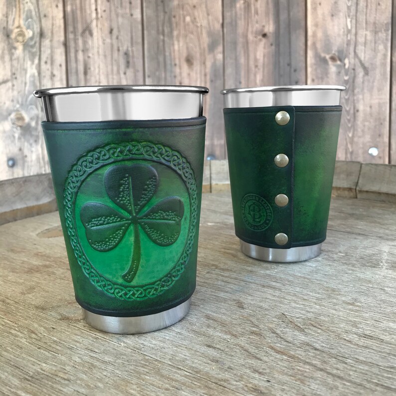 Leather Wrapped Pint - SHAMROCK Leather Wrapped Pint - SHAMROCK