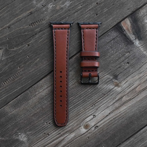 Apple Watch Strap - Medium Brown Full Grain Vegetable Tanned Leather