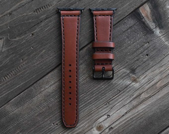 Apple Watch Strap - Medium Brown Full Grain Vegetable Tanned Leather