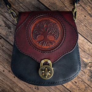 The Brigid: Tree of Life Cossbody leather purse small day bag