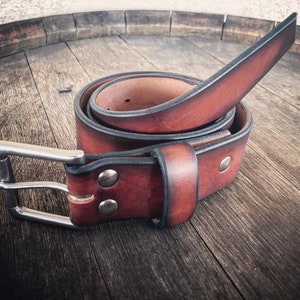 Men's Leather Belt, Rustic Leather Belt, Antiqued Brown, 1.5 wide with solid brass roller buckle image 4