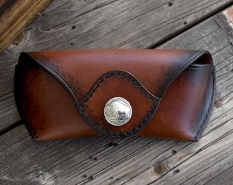 Leather Sunglasses Case - Buffalo Nickel