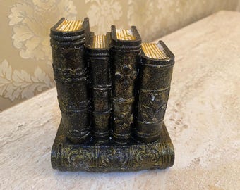 Black and Gold Book Sculpture: Dark Academia Library Decor