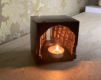 Gothic Kathedrale Kerzenhalter|Mittelalter Teelichthalter|Dark Academia Beton Kerzenständer | Handgemachtes Geschenk | Architekturskulptur