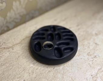 Organizador de joyas de hormigón negro: soporte minimalista para anillos, decoración de escritorio