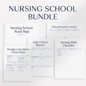 Das ultimative Paket für die Krankenpflegeschule - Straßenkarte, Klinischer Planer, Rotationstracker, Dosierungs-Spickzettel & Fertigkeits-Checkliste | PDF-Drucke