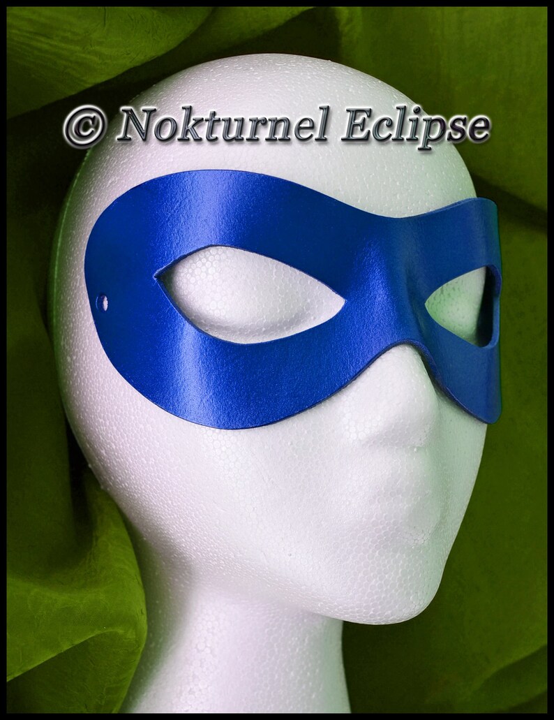 Blue Superhero Adult Leather Mask by Nokturnel Eclipse Etsy