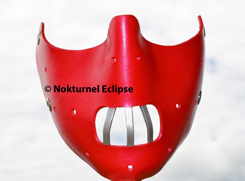 Red Hannibal Lecter Leather Mask Silence of the Lambs Halloween Fetish Masquerade Horror Cosplay Costume UNISEX Available Any Basic Color