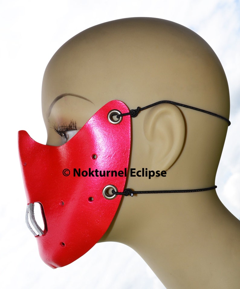 Red Hannibal Lecter Leather Mask Silence of the Lambs Halloween Fetish Masquerade Horror Cosplay Costume UNISEX Available Any Basic Color