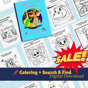 Busca y encuentra animales del zoológico para colorear e imprimir para niños – Paquete de actividades de verano para niños pequeños y preescolares – Diversión para viajes o días lluviosos con Bibbles