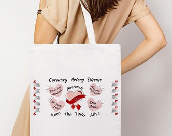 Sac fourre-tout CAD de sensibilisation aux maladies coronariennes, sac fourre-tout de sensibilisation aux maladies cardiaques, sac à main de sensibilisation CAD, sac de survivant d'une crise cardiaque, cadeau de sac à main