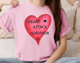 Camiseta de sobreviviente de un ataque cardíaco, sobreviví a un ataque cardíaco, regalo de ataque cardíaco, camiseta de sobreviviente, regalo de cardiólogo, linda camiseta de ataque cardíaco