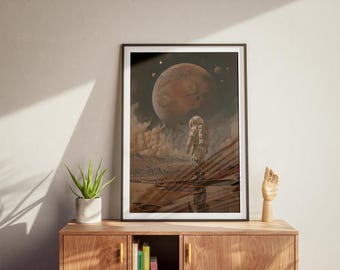 Astronaut Mars Print, Boys Room Space Art (Digital Download)