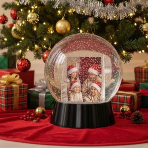 パーソナライズされた写真入りスノードーム | 家族のクリスマスの記念品