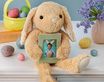 Personalisiertes Häschen-Plüschtier mit Bilderrahmen, personalisiertes Ostergeschenk, Foto-Kuscheltier