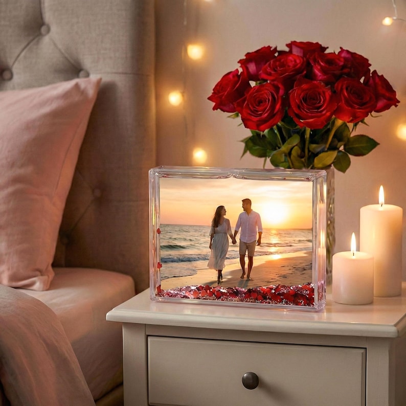 Personalized Snow Globe Photo Frame, Custom 4x6 Picture Frame With Red ...