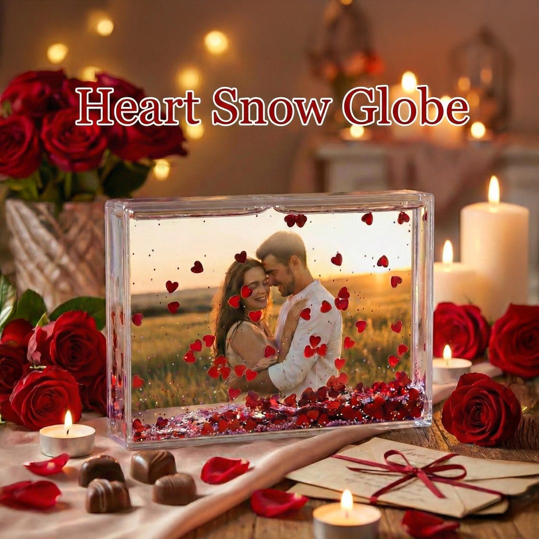 Personalized Snow Globe Photo Frame, Custom 4x6 Picture Frame With Red ...