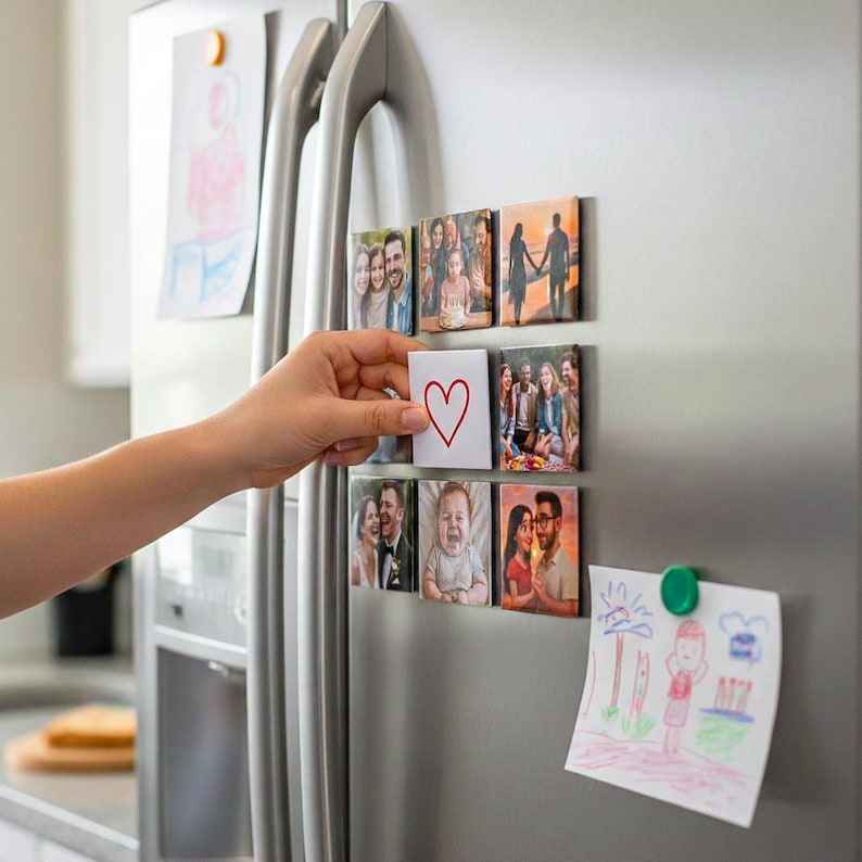 Custom Photo Magnets, Personalized Fridge Magnet Gift, 2x2, Locker Magnet image 2