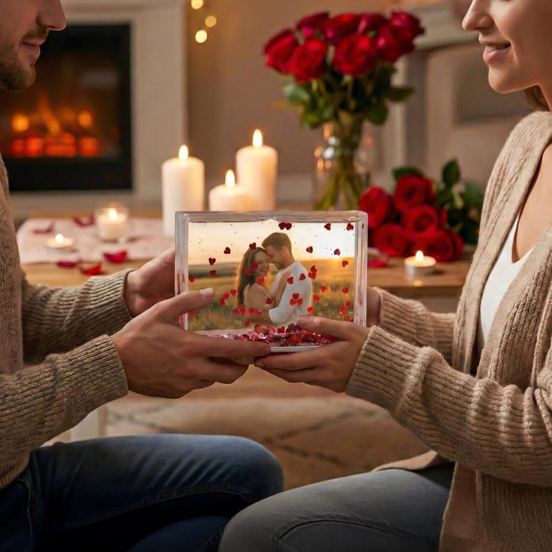 Personalized Snow Globe Photo Frame, Custom 4x6 Picture Frame With Red ...