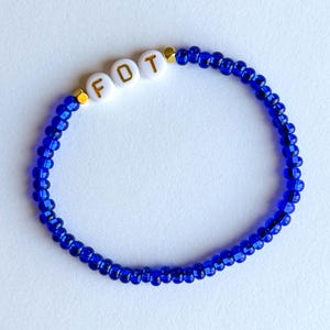 FDT Beaded Bracelet Set: Blue & Gold Glass Seed Beads