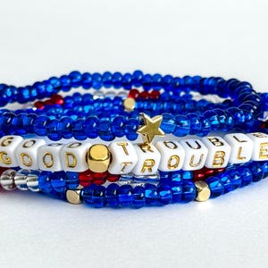 Good Trouble Bracelet Set: Beaded Stretch Bracelet with Gold Star and Accents