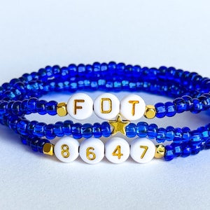 FDT Beaded Bracelet Set: Blue & Gold Glass Seed Beads