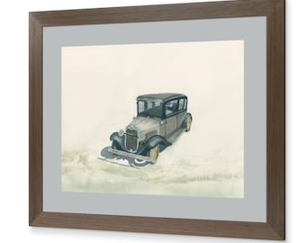 Model A Ford Watercolor Print: Vintage Car Wall Art (9x12 Unframed)