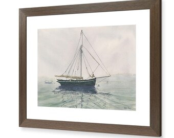 Segelboot Aquarell Druck: 230x300 Nautische Giclée Kunst auf Baumwollpapier