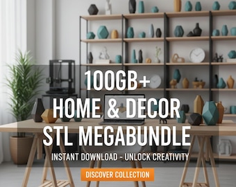 Megapaquete de 100 GB de Home and Decor Plus STL: archivos de impresión 3D para arte mural, lámparas, jarrones, jardineras y accesorios para el hogar.