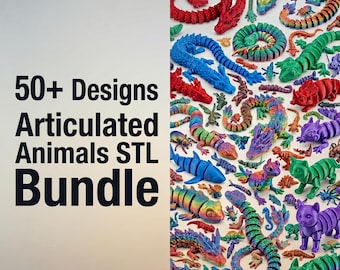50+ Articulated Animal STL Bundle | Flexi 3D Print Models (Digital Download)
